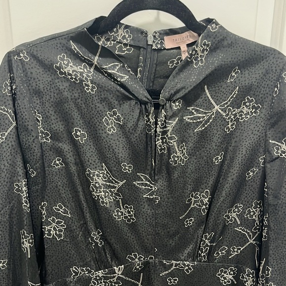 Rebecca Taylor Tailored Silhouette Floral Silk Blend Long Sleeve Dress Sz 10 - Picture 5 of 10